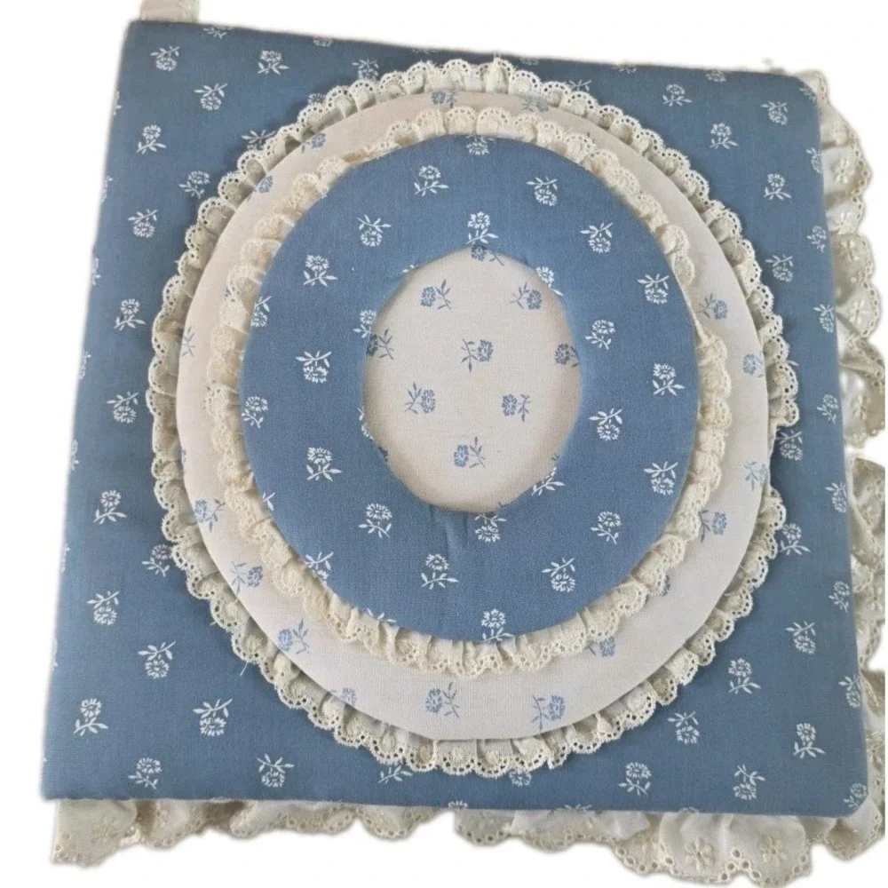 VTG Fabric Padded Floral Photo Insert Album Lace Trim Cottagecore Grandmacore